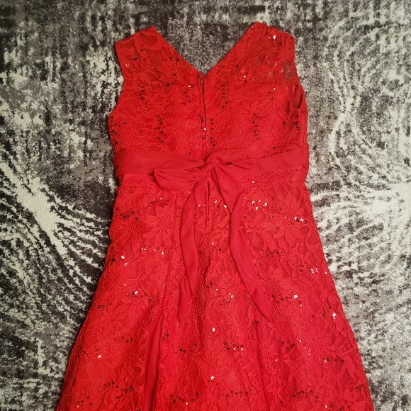 SOLD Red Sleeveless Sequin Fabric dress for Girls - Picture 10 of 11